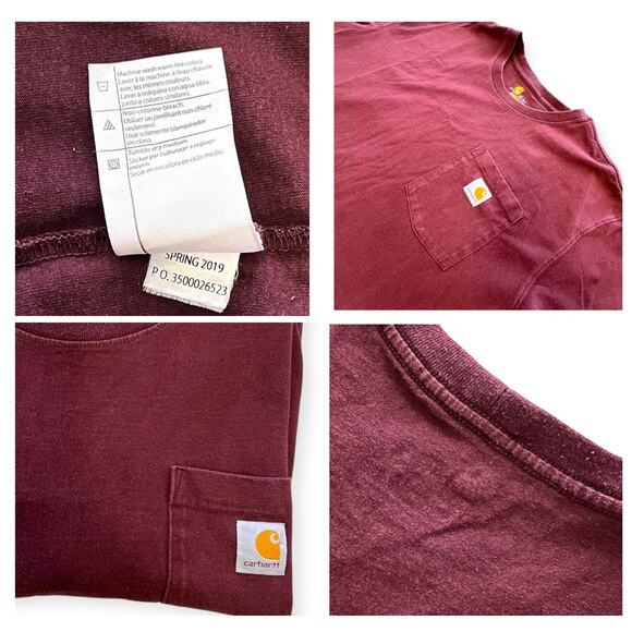 Carhartt T Shirt Maroon XL Tall - Picture 5 of 13